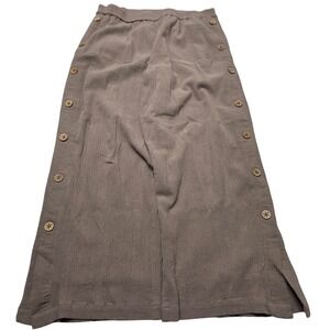 NorthStyle Womens Large Taupe Cotton Gauze Wide Leg Side Button Boho Pants
